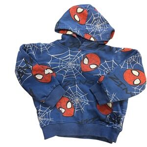 Kids Spider Man Hoodie Blue All Over Print Long Sleeve Size 3T